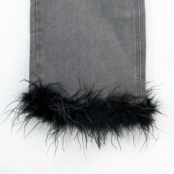 NWT Nasty Gal Washed Black / Gray Feather Hem Straight Leg Jeans sz 8 - Picture 4 of 12